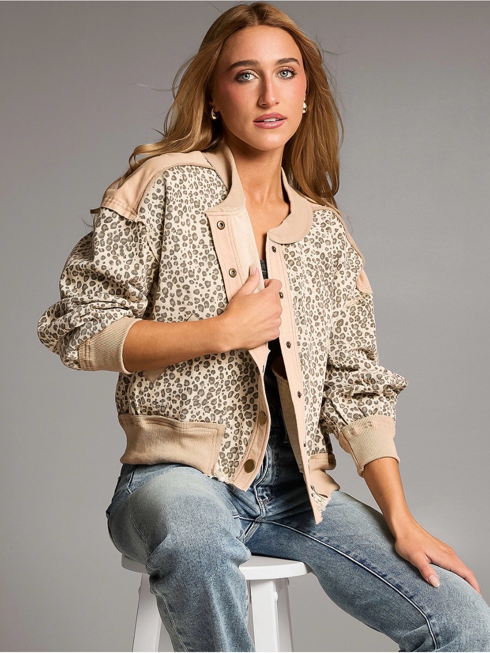 BKE Pieced Cheetah Jacket